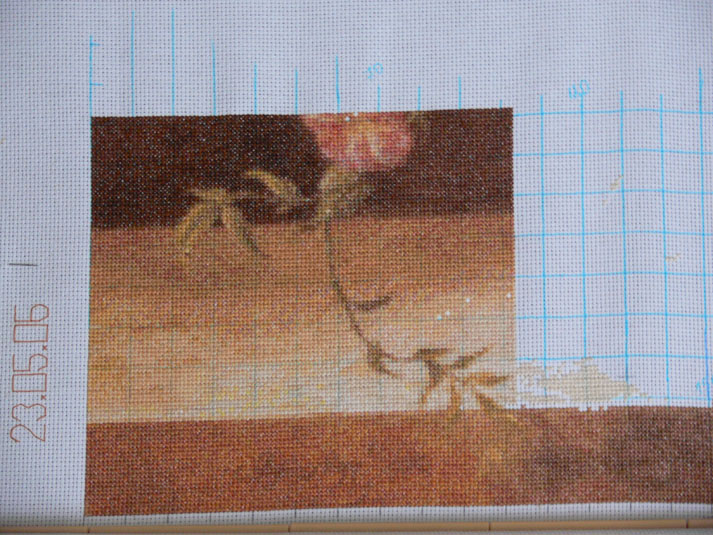 Цветы в голубой вазе (процесс)