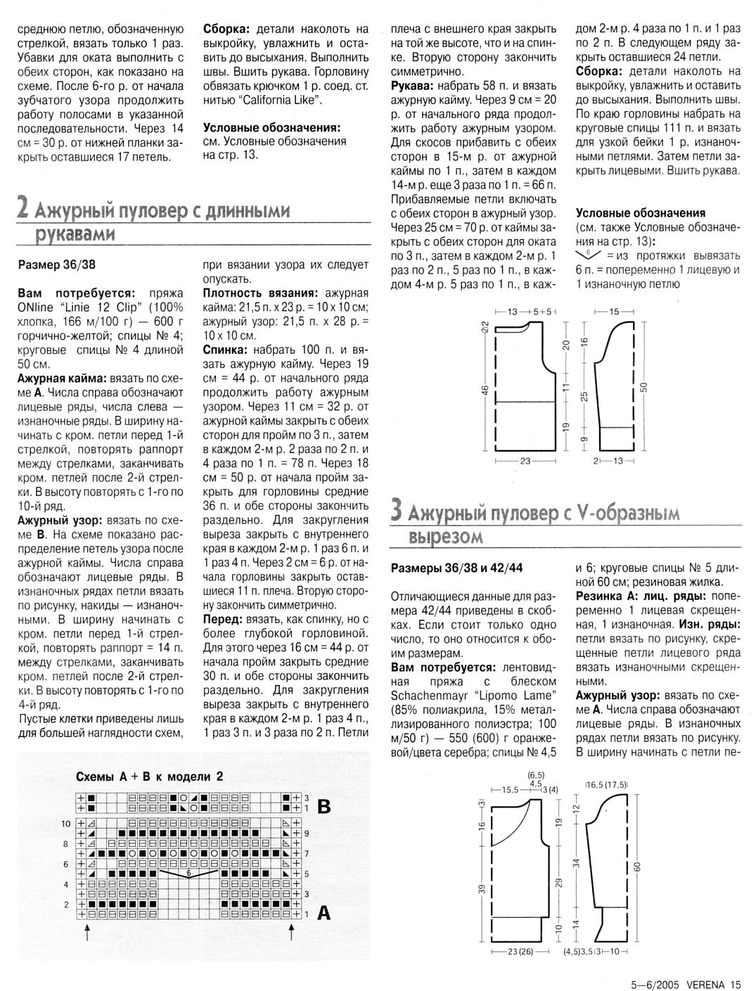 Описание ажурного пуловера из Верены. Описания к моим работам