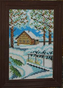 Первый снег. Оформленные вышивки