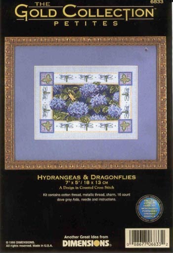 6833 Dimensions_-_Hydrangeas and dragonflies. Dimensions petites
