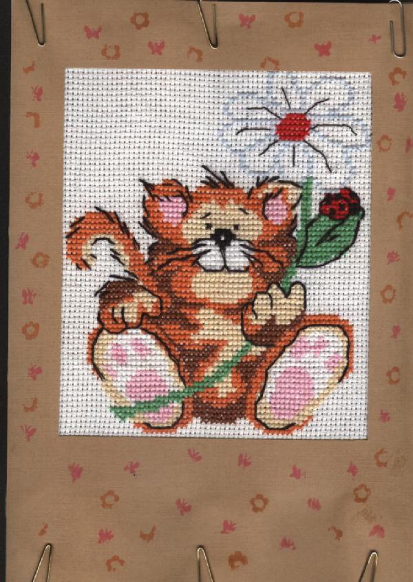 открытка с котом. Вышивка крестом