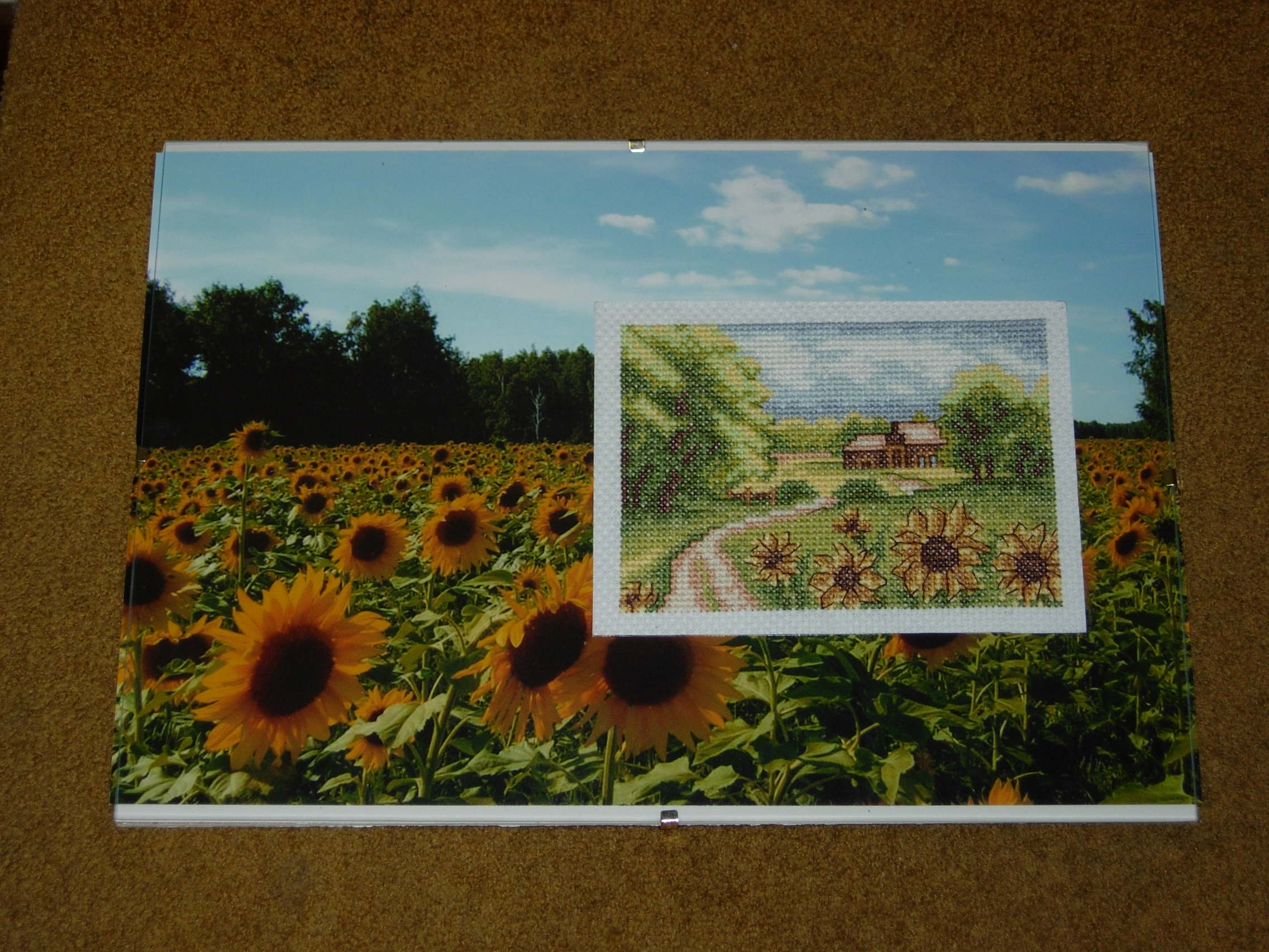 Подсолнуховое поле. Оформленные вышивки
