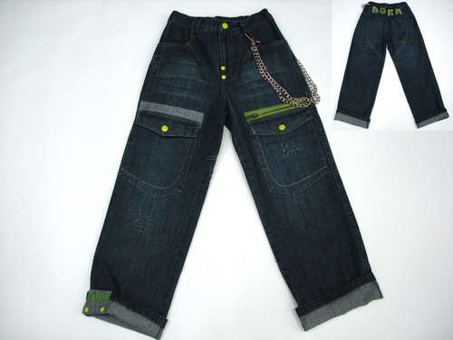 [арт.4177Aголубой] Джинсы   карманы на кнопке с цепочкой ГОЛУБОЙ (раз. 110-160(6р)) 460 руб. РАСПРОДАЖА 