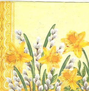 нарциссы с вербочкой. Клинские салфетки