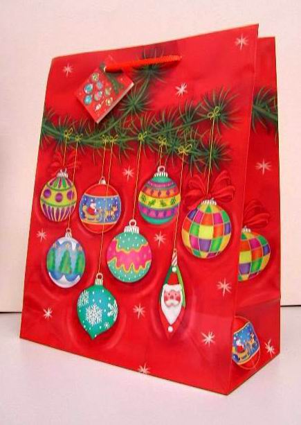 Новогодний подарочный пакет M348 с блестками. Пакеты НГ