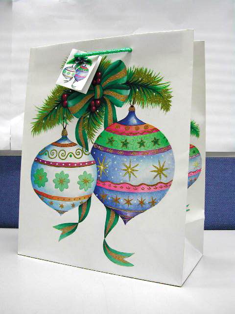 Новогодний подарочный пакет с блестками XG-M495. Пакеты НГ