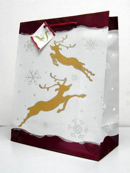 Новогодний подарочный пакет с блестками XG-M509. Пакеты НГ