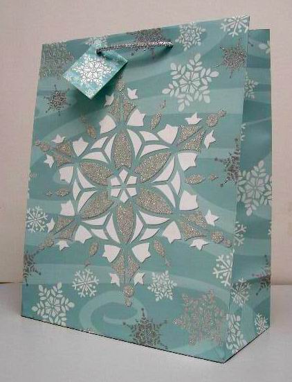 Новогодний подарочный пакет с блестками XG-M685. Пакеты НГ