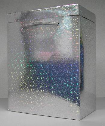 Голографическая подарочная коробка Серебряная 5 цветов в пачке . Пакеты