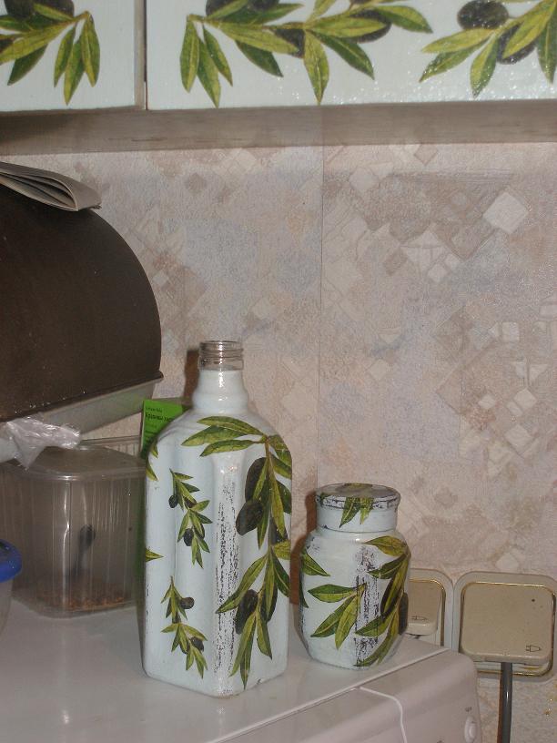 бутылочка и баночка . декупаж