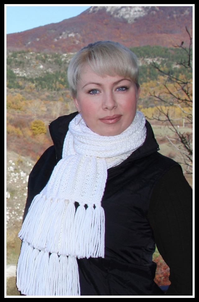 Белый шарф. Мои работы - вязание