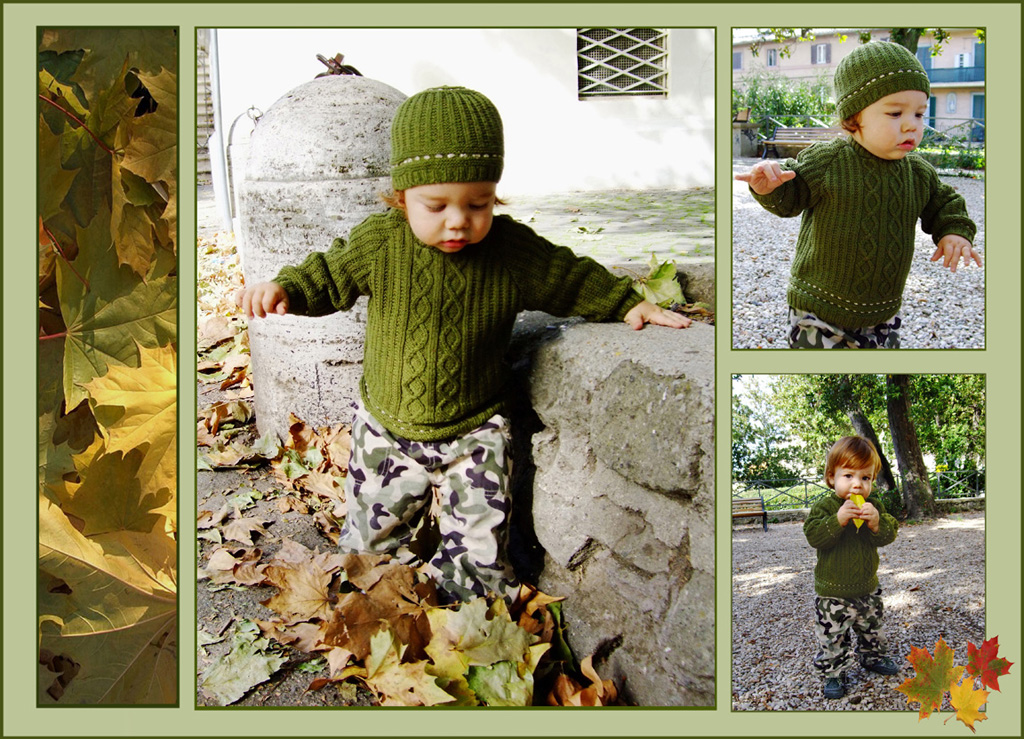 Зеленый свитерок и шапочка для Саши. Мои работы - вязание