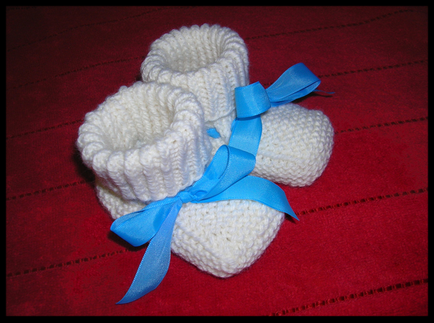 Белые пинетки. Мои работы - вязание