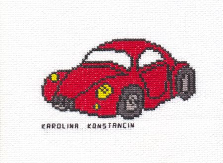 357 Autko czerwone. 1.1.Kwadraciki na kolderki 0300-0399