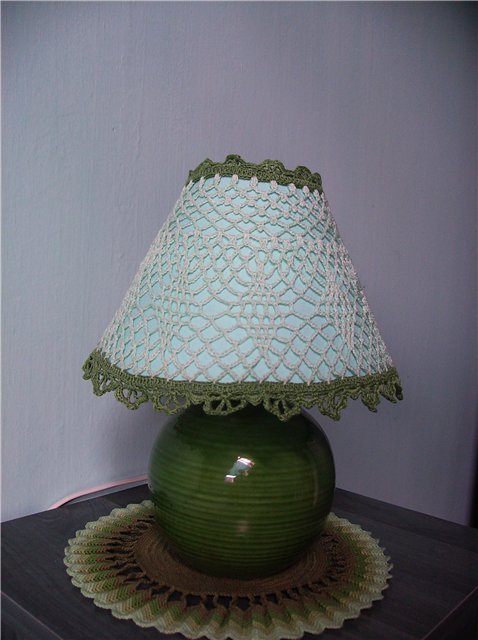 Зелёная настольная. Вязание.Интерьер.
