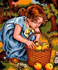 Девочка с яблоками. ближайшие планы