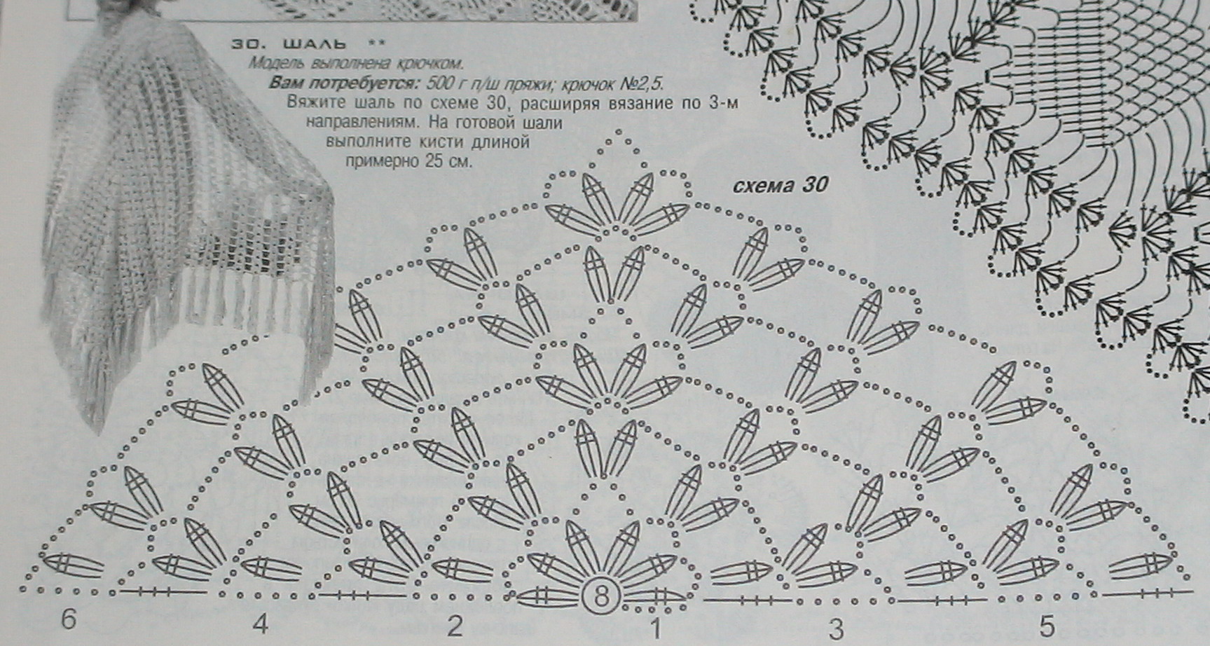 Шаль гейша крючком схема и описание