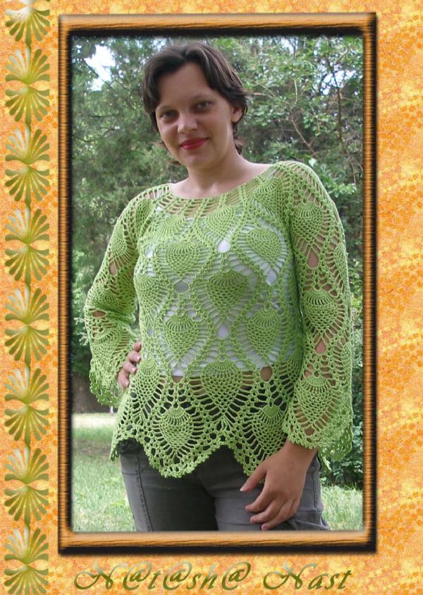 ананасовая кофточка. Вязание