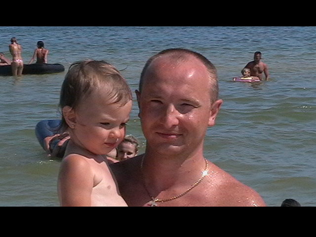 с папой. Отдых на Азове 2007