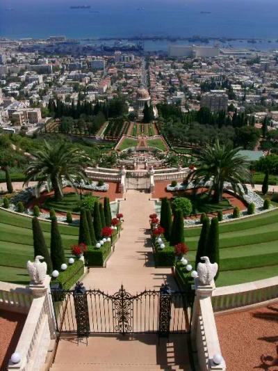 Бахайские сады, вид сверху. Израиль