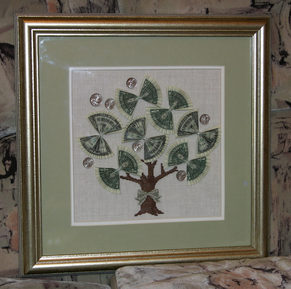 Денежное дерево. Вышивка