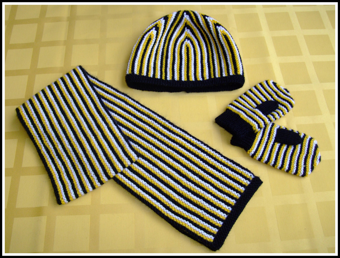 Шарф, шапка и варежки на 2х-летку. Мои работы - вязание