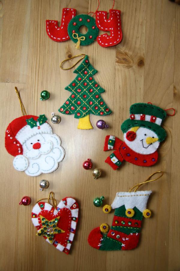 Фетровые елочные игрушки. Новогодние штучки