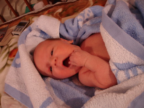 После купания. Я