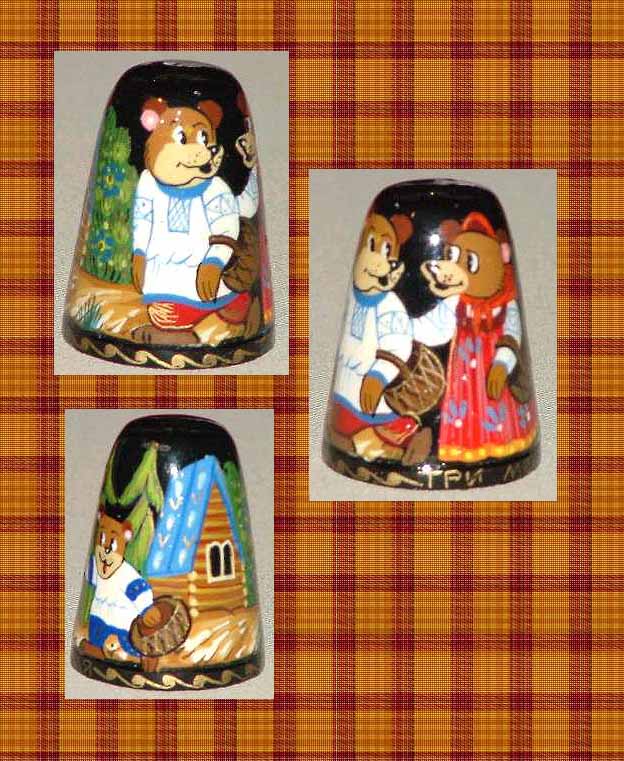 'Три медведя' (дерево, роспись). Наперстки