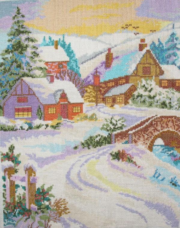 Зимний пейзаж.  Вышивка
