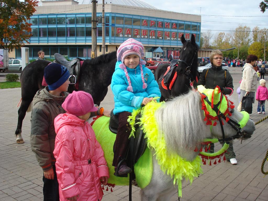 Настена тоже первый разочек на лошадке.... Поход в цирк