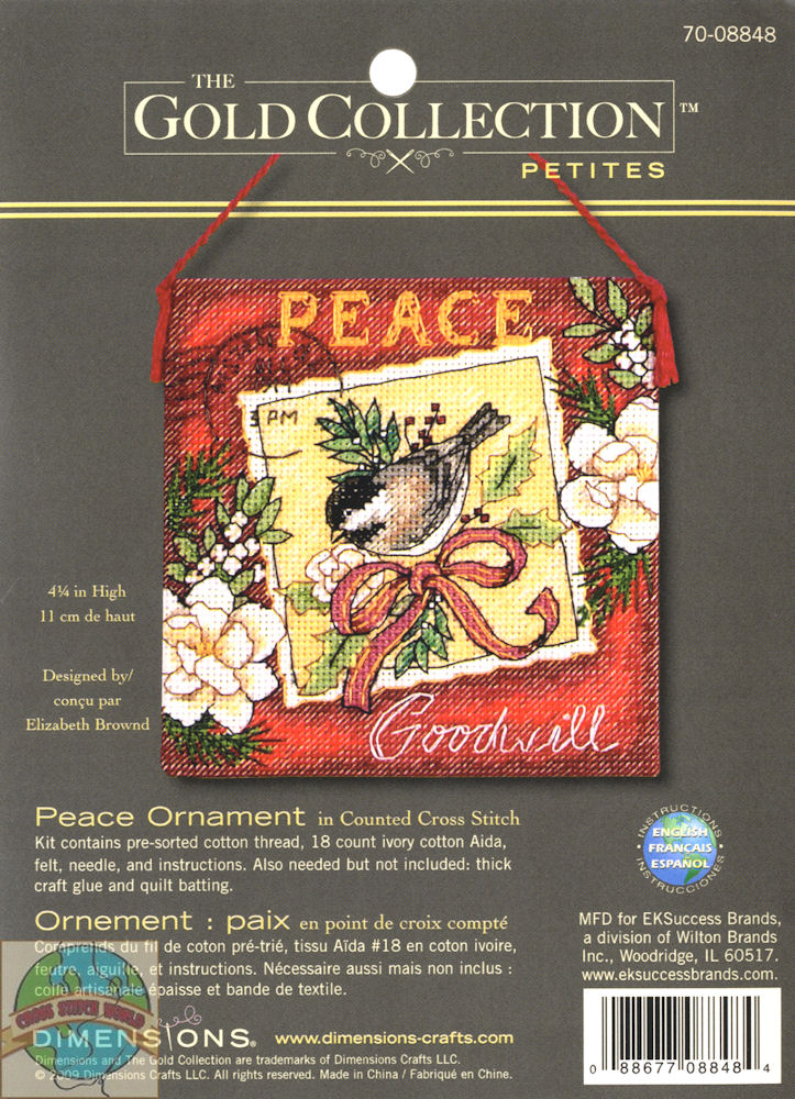 08848  Peace Ornament  . Dimensions Gold Petites 1