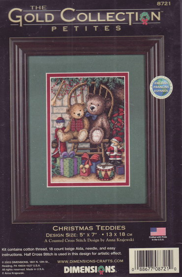 08721 Christmas Teddies. Dimensions Gold Petites 1
