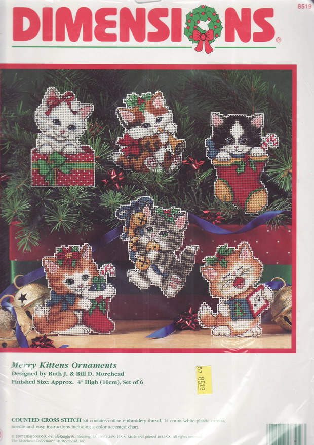 08519 Merry Kittens Ornaments. Dimensions 1