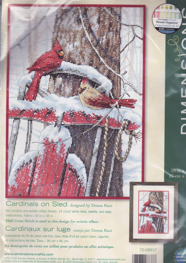 08837 Cardinals on Sled. Dimensions 1