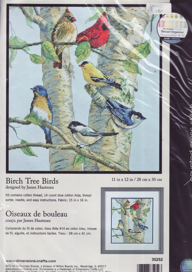 35252 Birch tree birds. Dimensions 1