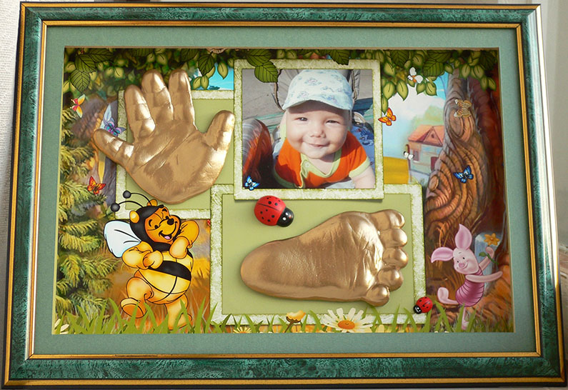 Багет, фотоподложка. Слепочки детские