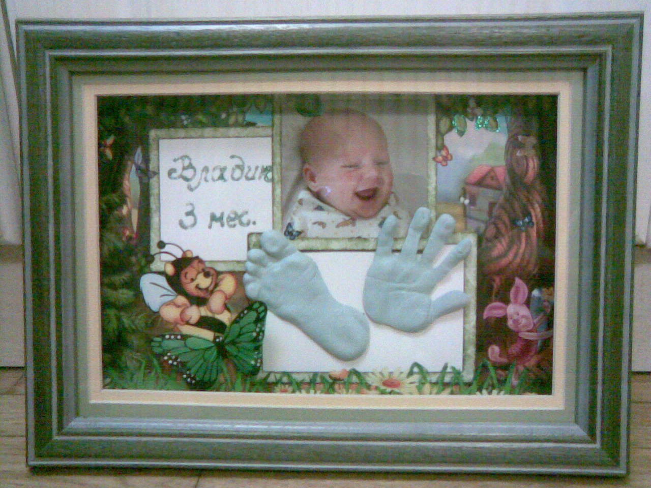 Багет, фотоподложка, бабочка. Слепочки детские