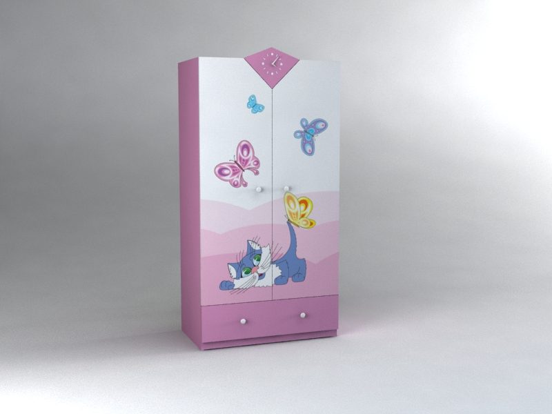 Шкаф 2х дверный 'Кошечки'. Мебель 'Детские'