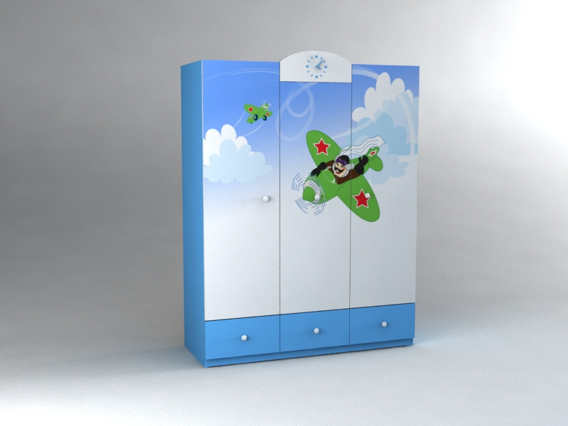 Шкаф 3- дверный 'Самолет'. Мебель 'Детские'