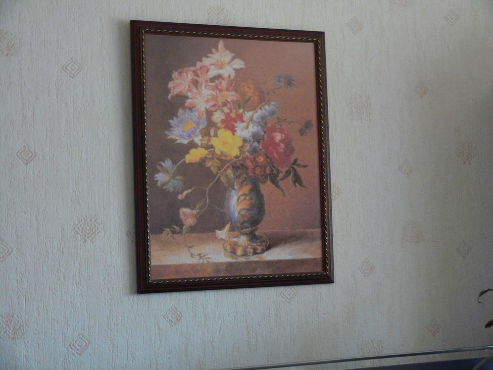 Цветы в голубой вазе (процесс)