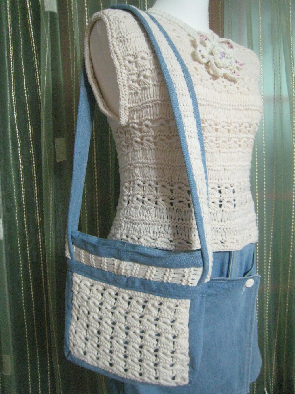 Сумка по мотивам топика 'Макраме' + старые джинсы. Сумки
