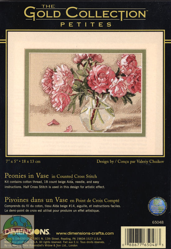 65048 Peonies In Vase. Dimensions Gold Petites 1