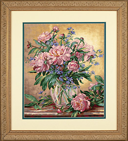 35211 Peonies & Canterbury Bells. Dimensions Gold 1