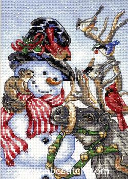 08824 Snowman & Reindeer. Dimensions Gold Petites 1