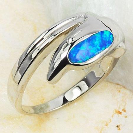 кольцо -дельфин, р.8. синий