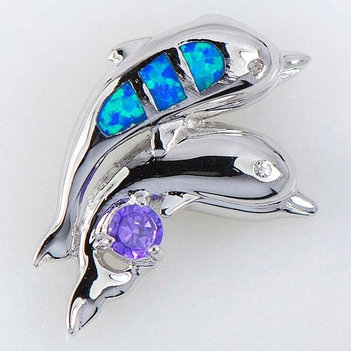 серебряный кулон с синим опалом и аметистом. синий