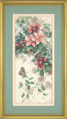 13686 Butterfly & Clematis. Sunset 1