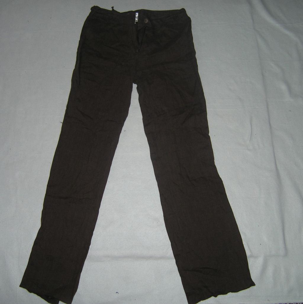 Лён/коричневые. Брюки/Джинсы