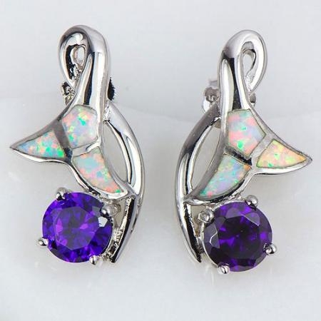 серьги с аметистом. белый